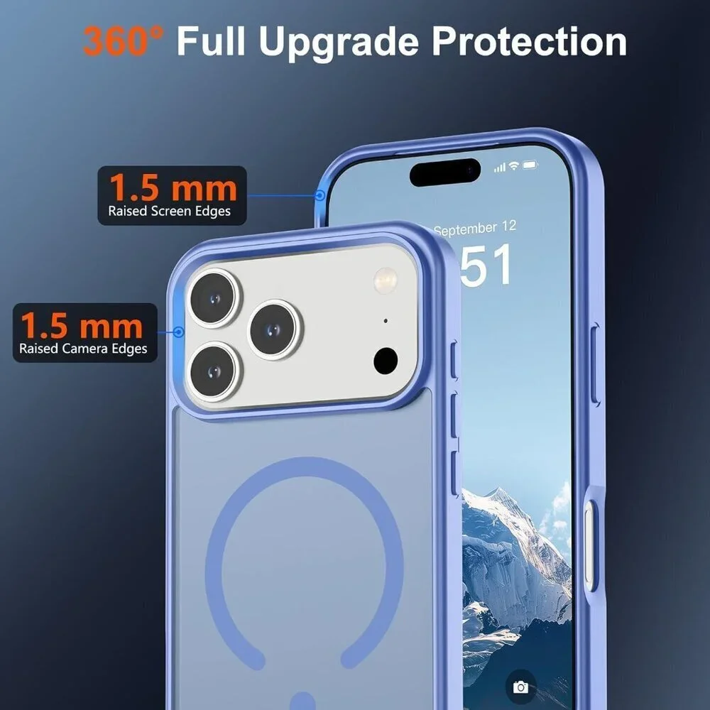 Blue Purple I-phone 17 Pro Max Case Compatible Mag Safe Matte Shockproof